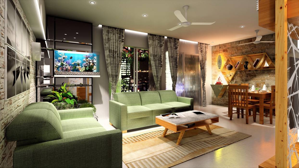 3BHK, Puranik's Abidante, Bavdhan, Design Evolution Lab Design Evolution Lab Mediterranean style living room