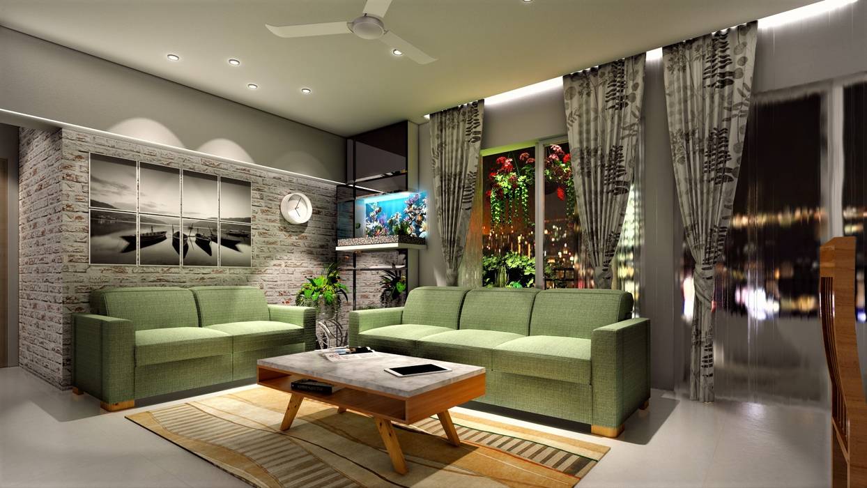 3BHK, Puranik's Abidante, Bavdhan, Design Evolution Lab Design Evolution Lab Mediterranean style living room