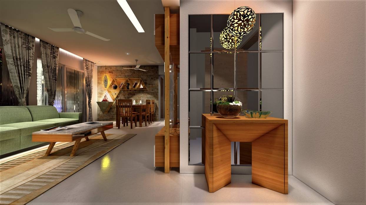 3BHK, Puranik's Abidante, Bavdhan, Design Evolution Lab Design Evolution Lab ห้องนั่งเล่น