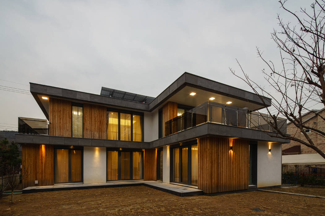 경함재 (景椷齋) : 풍경을 담은 집, 위즈스케일디자인 위즈스케일디자인 Terrace house Wood Wood effect