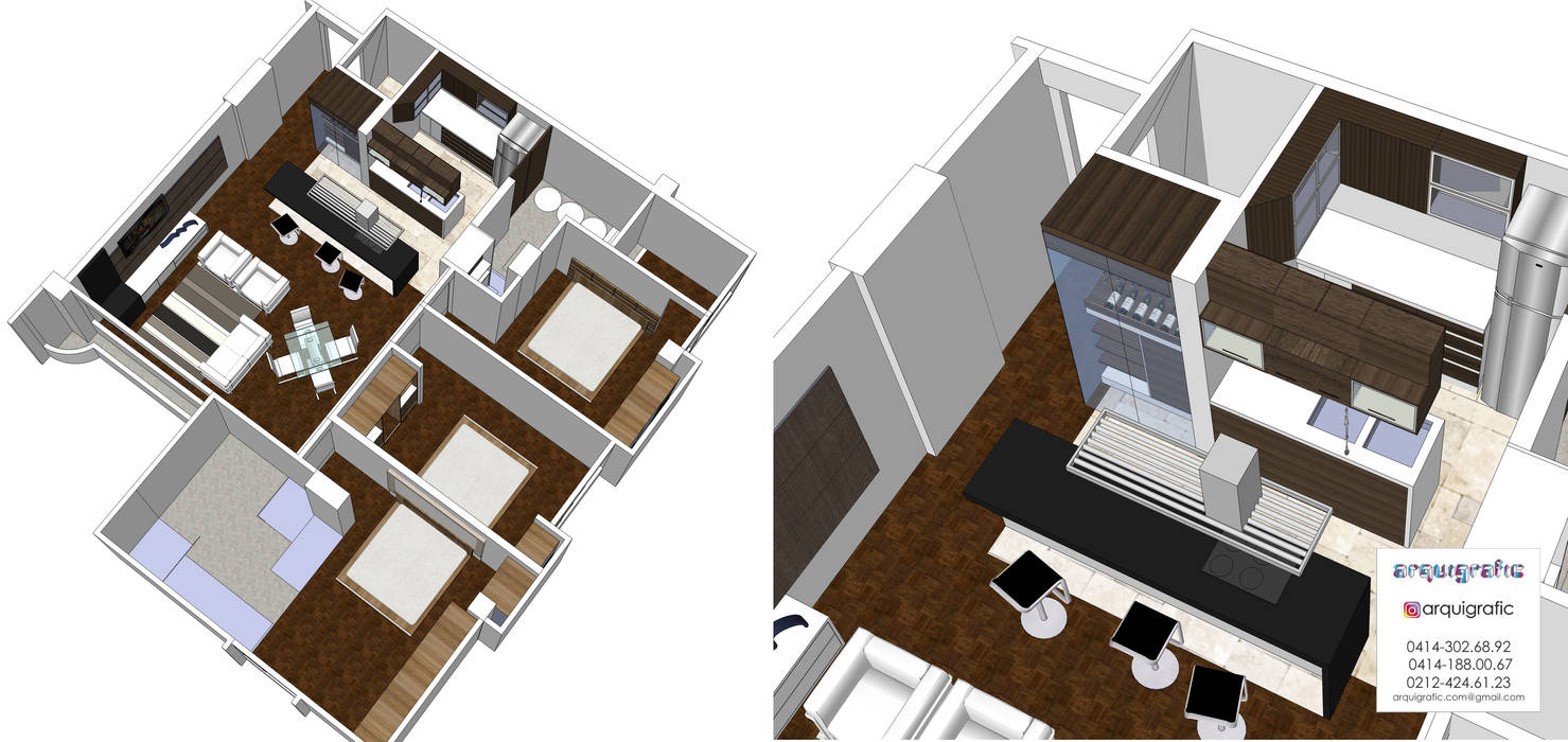 Proy. Remodelacion de Apartamento 100m2, Arquigrafic, c.a. Arquigrafic, c.a. Floors