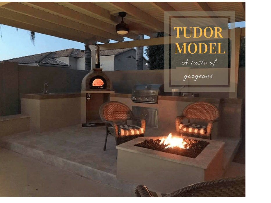 Wood-fired European pizza oven - OUTDOOR KITCHEN Dome Ovens® Mediterranean style balcony, porch & terrace