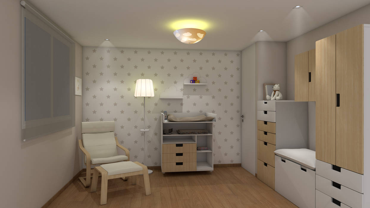 HABITACION NORDICA ESTRELLITAS, KIDSDECOR KIDSDECOR Baby room لکڑی Wood effect