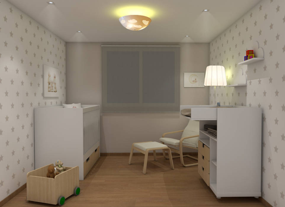 HABITACION NORDICA ESTRELLITAS, KIDSDECOR KIDSDECOR 赤ちゃん部屋 木 木目調