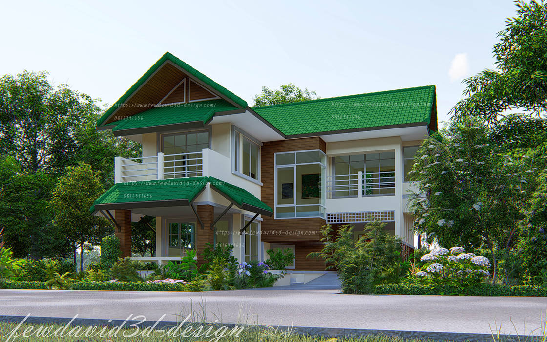 แบบบ้านต้นแสง, fewdavid3d-design fewdavid3d-design Eklektik Evler