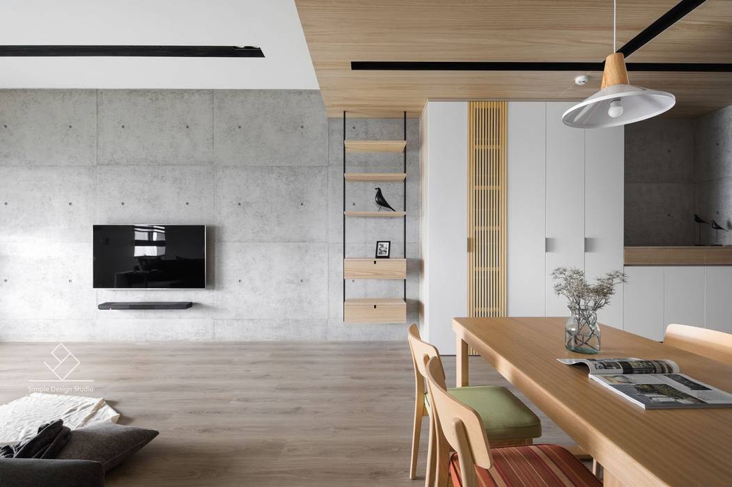 客廳設計 極簡室內設計 Simple Design Studio Scandinavian style living room Solid Wood Multicolored