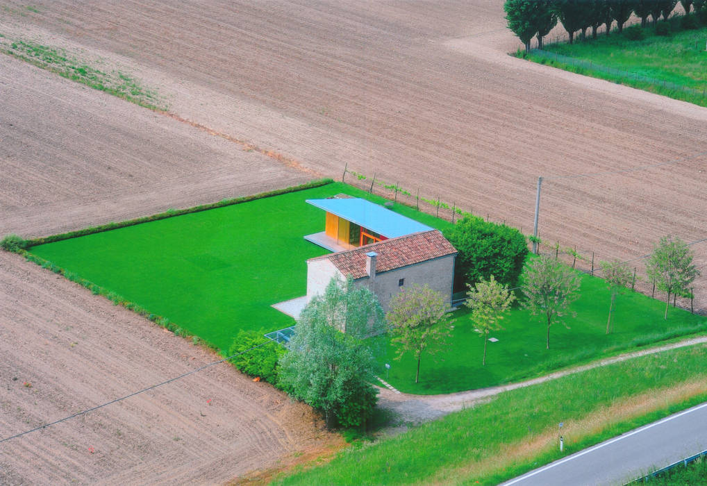 Vista a volo d'uccello Massimo Berto Architetto Casa unifamiliare Laterizio vista dall'alto,a volo d'uccello