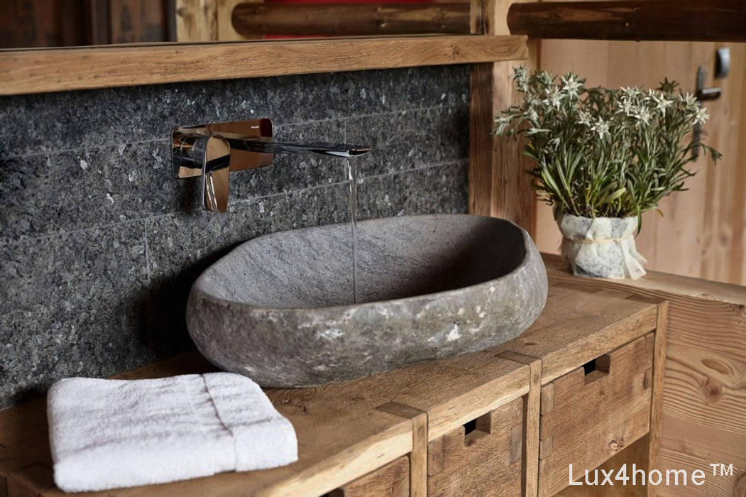 Natural stone bathroom sinks - stone wash basins homify Country style bathroom