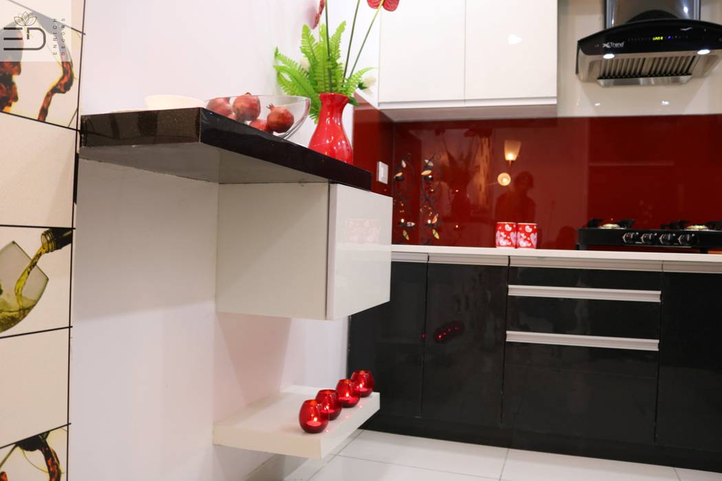Breakfast Counter Enrich Interiors & Decors Modern Kitchen Plywood Black
