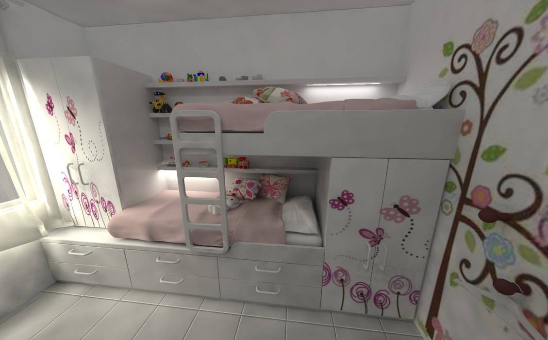 Habitación de de Niñas, Aida tropeano& Asociados Aida tropeano& Asociados Girls Bedroom Engineered Wood Transparent