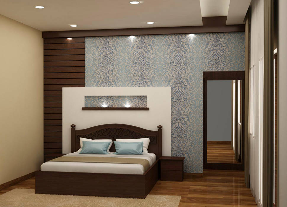 Panel and texture paint both homify Asian style bedroom