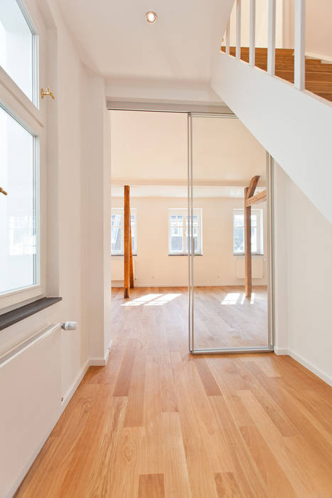 Blick Ins Wohnzimmer Minimalistischer Flur Diele Treppenhaus