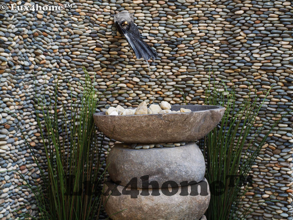 River stone vessel sink bathroom - natural stone sinks homify Patios & Decks