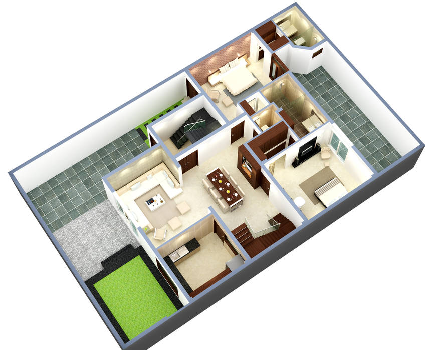 Suneja Residence Interior Design, Studio Rhomboid Studio Rhomboid أرضيات