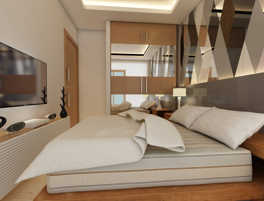 Bihani Residence and Interiors, Studio Rhomboid Studio Rhomboid Modern style bedroom Glass