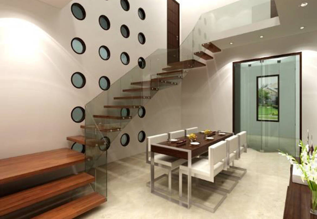 Bihani Residence and Interiors, Studio Rhomboid Studio Rhomboid モダンデザインの ダイニング