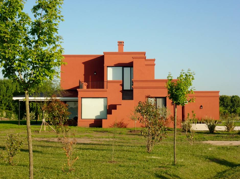 Casa en Haras San Pablo Estudio Dillon Terzaghi Arquitectura - Pilar Casas de campo escalera exterior,escalera,terraza,baranda