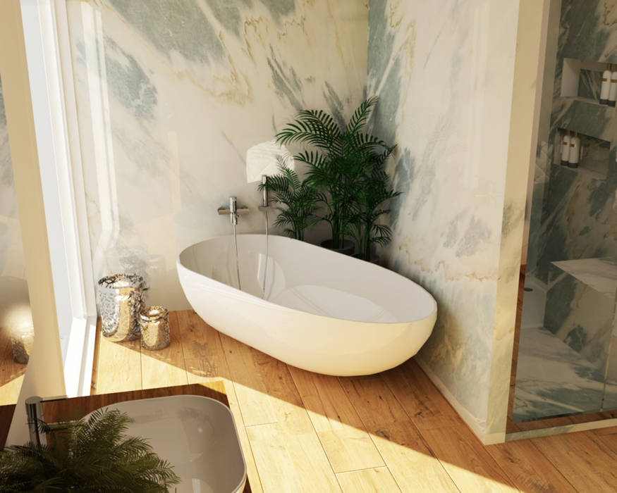 Ambientes 3D de casas de banho Smile Bath, Smile Bath S.A. Smile Bath S.A. Modern Bathroom White