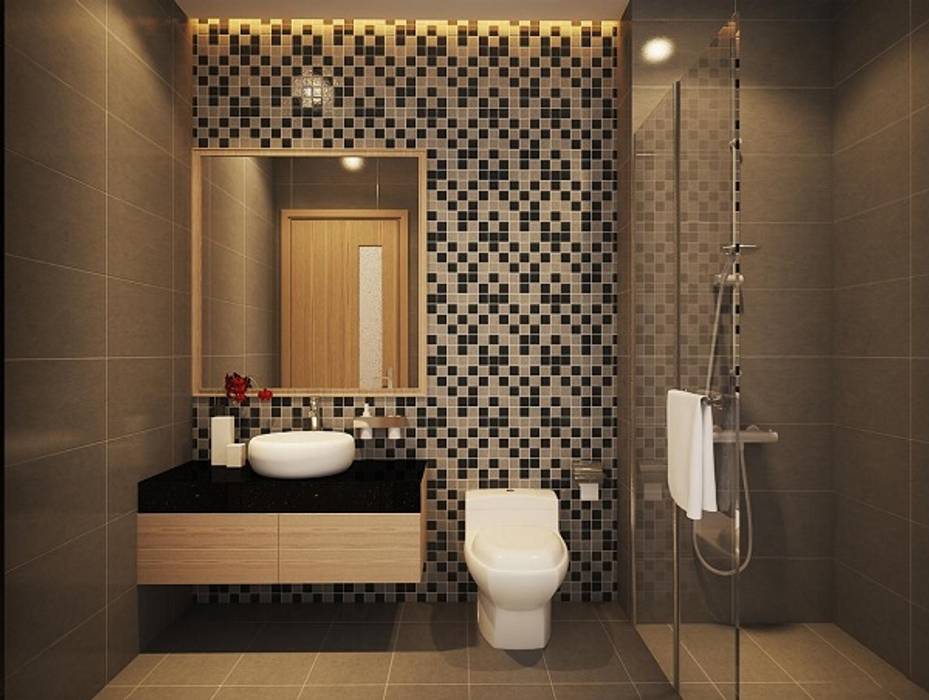 Ngắm Nhìn Nhà Phố 4 Tầng 4x15m Đẹp Vạn Người Mê, Công ty TNHH TK XD Song Phát Công ty TNHH TK XD Song Phát Asian style bathroom Copper/Bronze/Brass