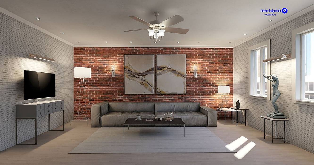 Living room in Loft style 'Design studio S-8' Modern Living Room living room