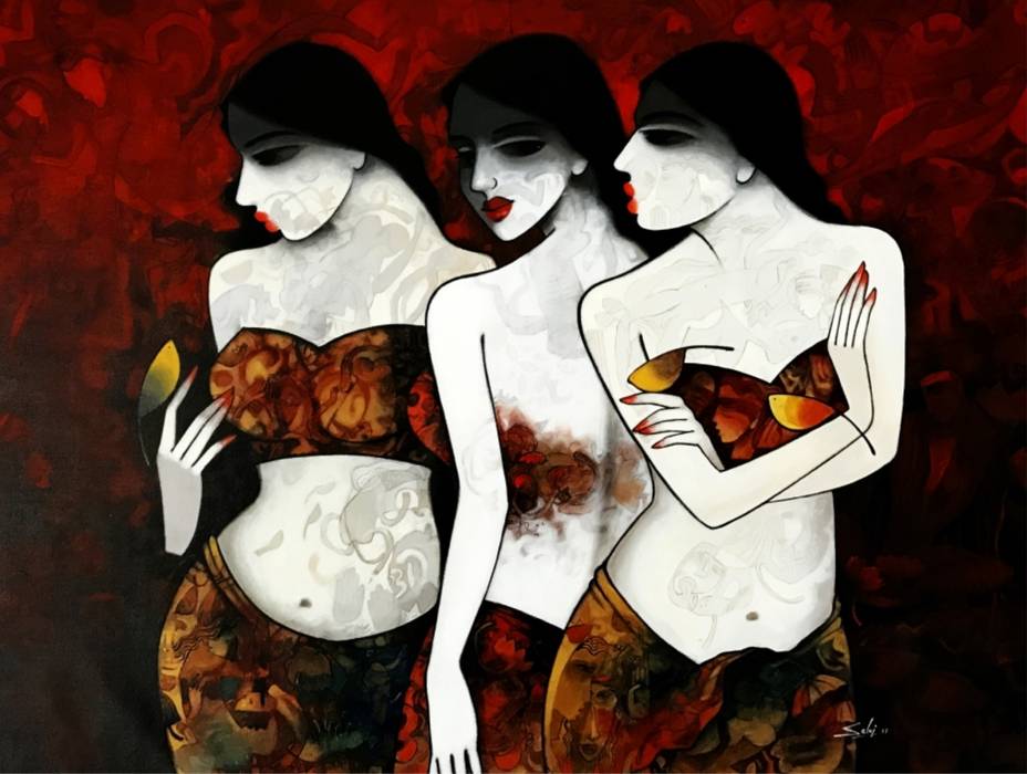 Three Sisters Indian Art Ideas Other spaces Figurative Art,Pictures & paintings