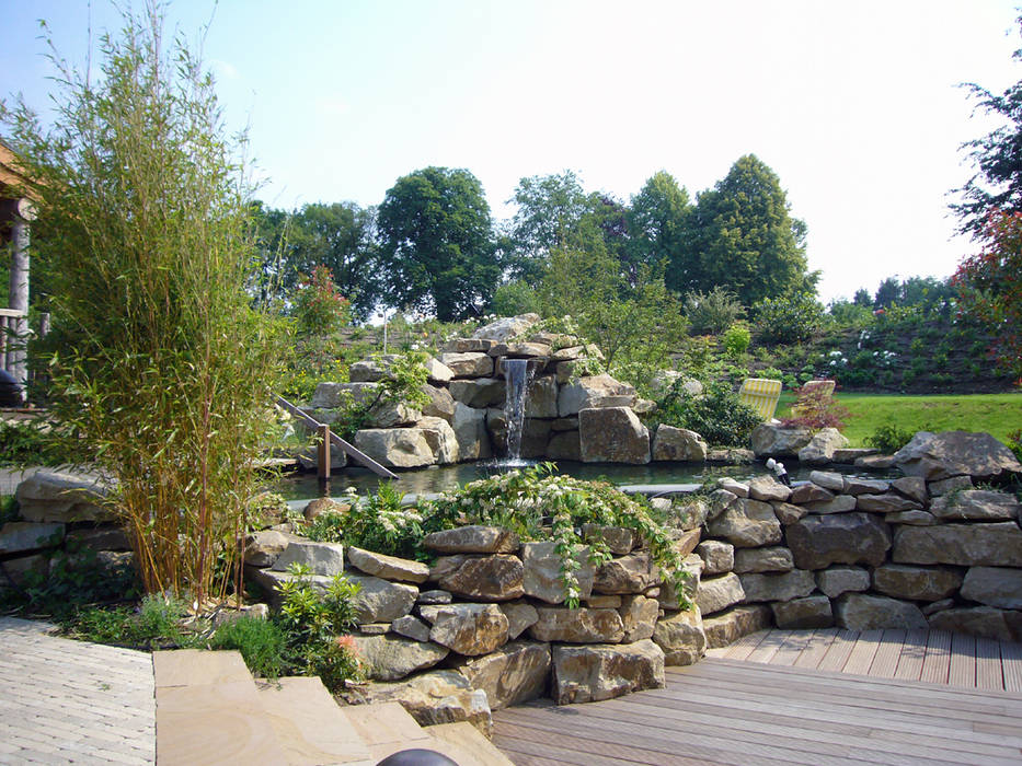 Saunagarten am Niederrhein, Landschaftsarchitektur Schwarz PartG. Landschaftsarchitektur Schwarz PartG. Garden Pond Sandstone