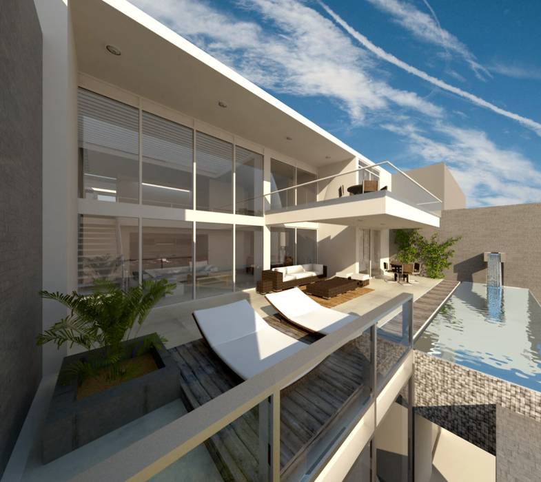 [PROYECTO] Casa T - Lomas del Mar, bvtarquitecto bvtarquitecto Modern style balcony, porch & terrace