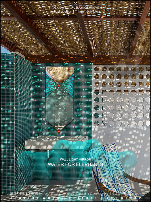 Настенное зеркало Тиффани с подсветкой - WATER FOR ELEPHANTS, KAGADATO KAGADATO Phòng tắm phong cách nhiệt đới Ly Mirrors