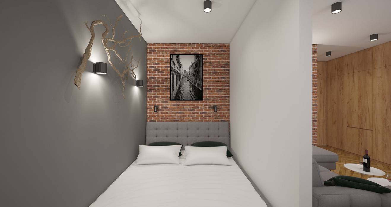 Kawalerka 20m2, AIN projektowanie wnętrz AIN projektowanie wnętrz Scandinavian style bedroom