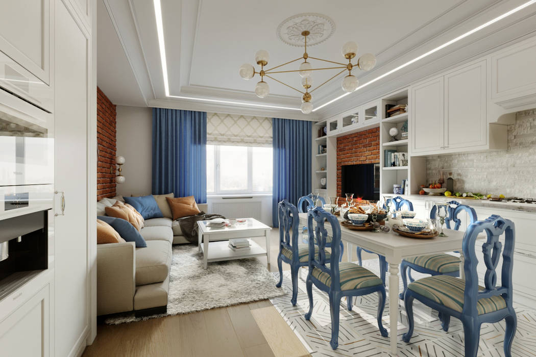 Проект квартиры для семьи с 4-мя детьми. Измайлово. , Clarte Design Clarte Design Eclectic style living room