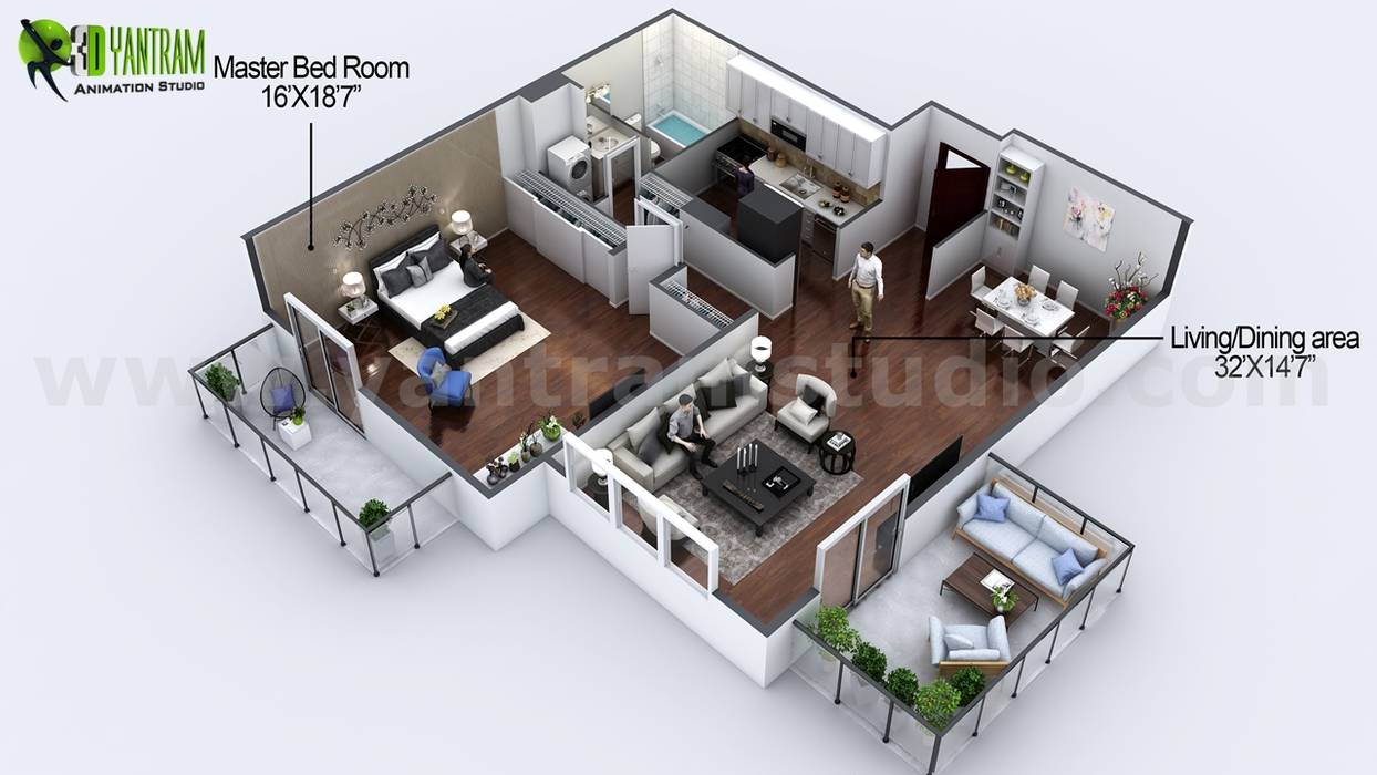 3d Floor Plan Design Ideas Modern Design Modern By Yantram