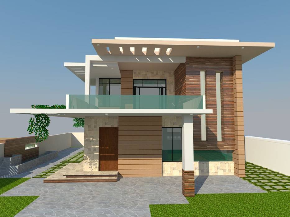 Residence - Mr. S. Narayan, S. KALA ARCHITECTS S. KALA ARCHITECTS Villas Plant,Building,Sky,Shade,Land lot,Interior design,Urban design,Wood,Tree,Residential area