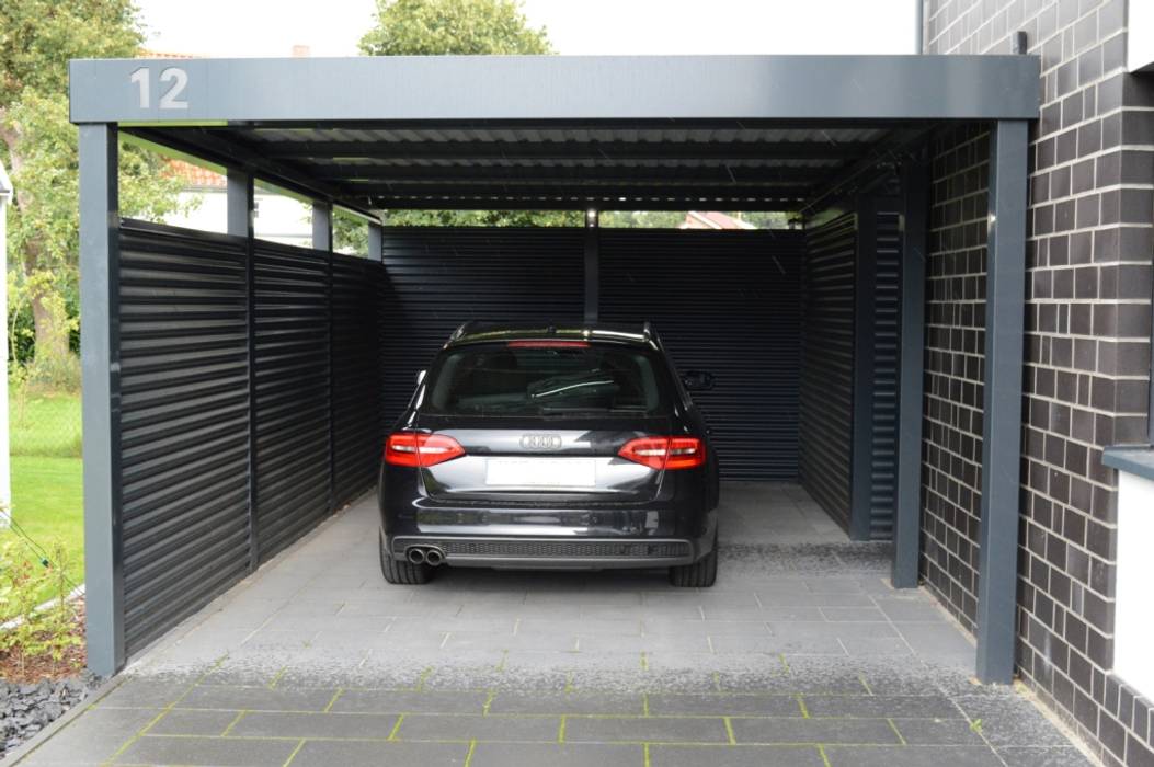 Stahlcarport als Eyecatcher, Carportking.de - Mathias Hinz Carportking.de - Mathias Hinz برجولا للسيارة حديد