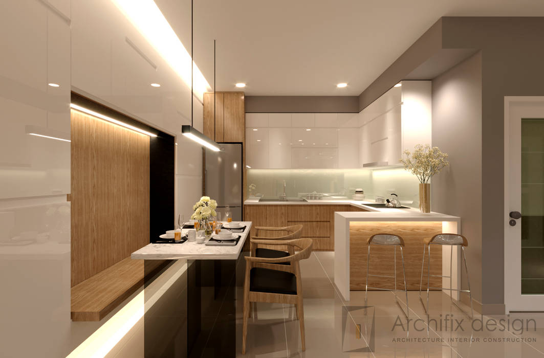 Thiết kế thi công nội thất căn hộ Oriental Plaza , Công Ty TNHH Archifix Design Công Ty TNHH Archifix Design モダンデザインの ダイニング