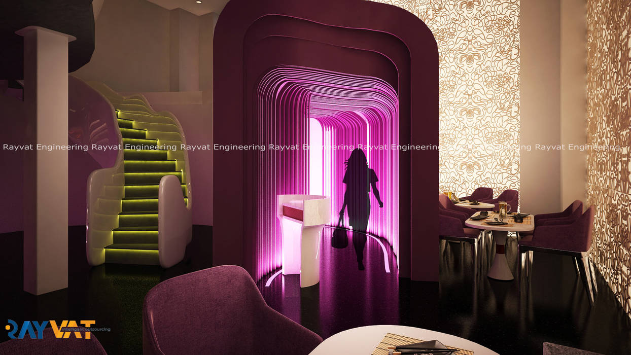 Spice Theme: California Restaurant 3D Interior Design, Rayvat Rendering Studio Rayvat Rendering Studio Modern Yemek Odası