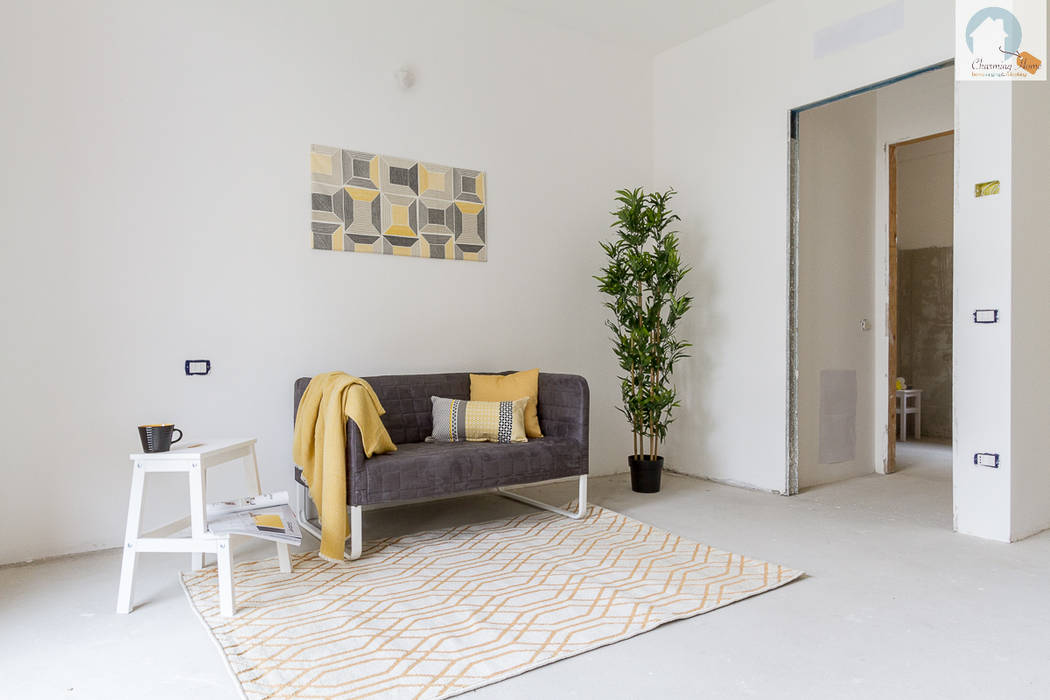 Monza, monolocale, Charming Home Charming Home 现代客厅設計點子、靈感 & 圖片