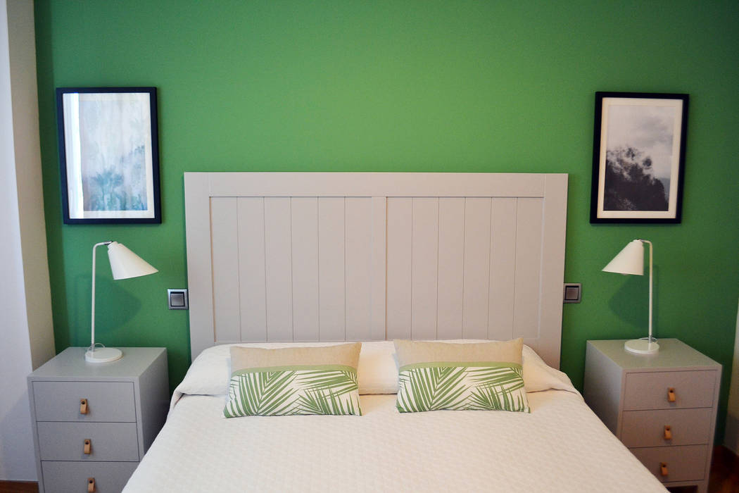 Dormitorio principal Diseño Interior Bruto Proyecto decoración,Madrid,Materiales,Amueblamiento,Textiles,Papel pintado,Reforma integral,Iluminación,Decoración