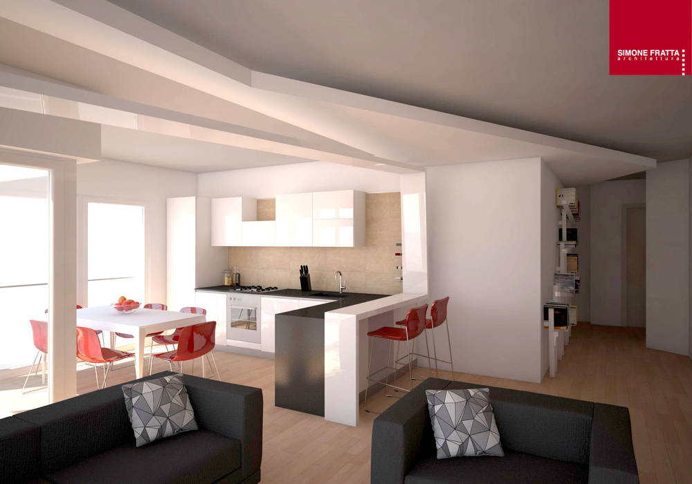 Cucina aperta homify Cucina attrezzata Legno Effetto legno cucina,cucina open space,stile moderno,open space