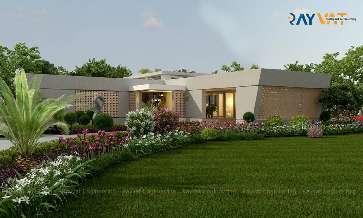 Exterior View of Farmhouse homify Country house Exterior Elevation,House Exterior,3D Exterior,Exterior View Design