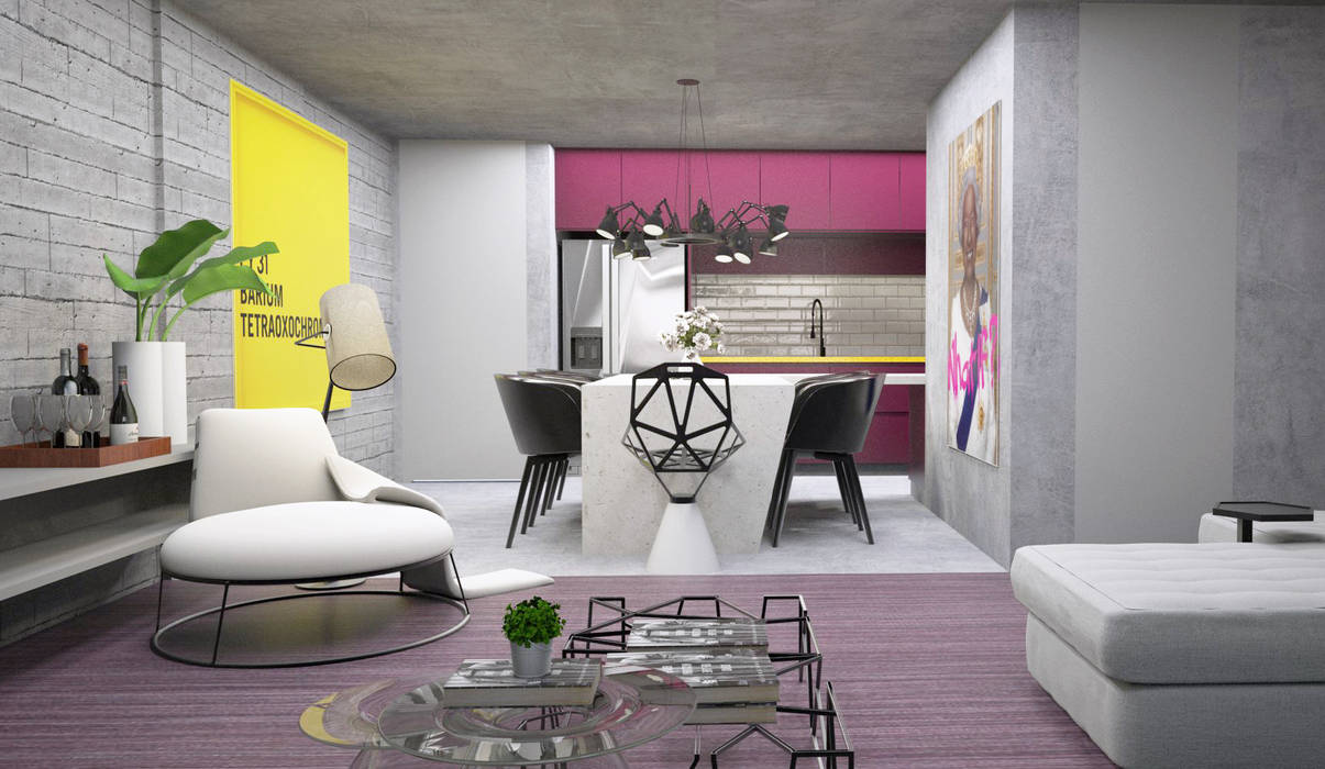 Living integrado com a cozinha Semíramis Alice Arquitetura & Design Salas de estar modernas