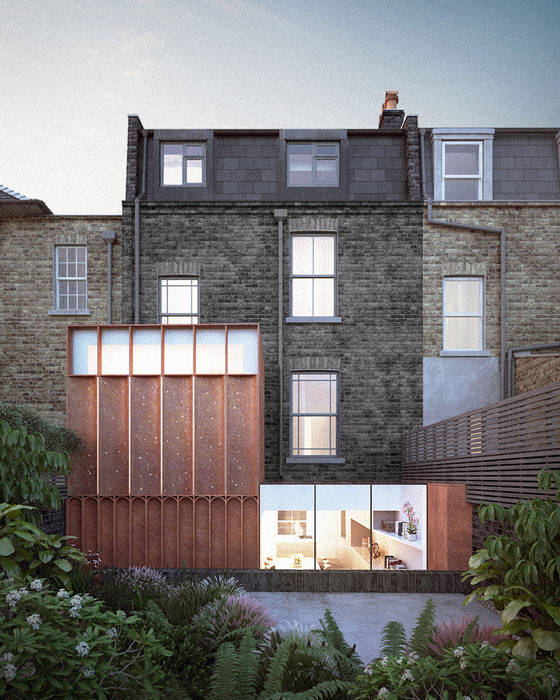 Corten Red House Extension Exterior Architecture for London Reihenhaus
