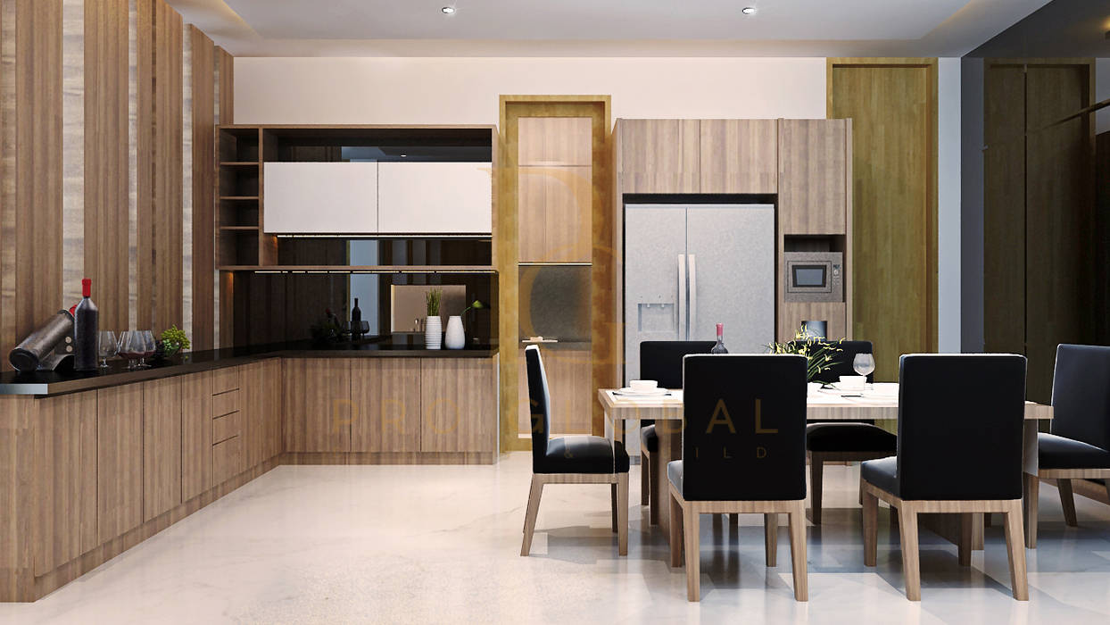 Kitchen Area & Dining Room homify Ruang Makan Minimalis Kayu Wood effect Kitchen,dining room,dapur,Accessories & decoration