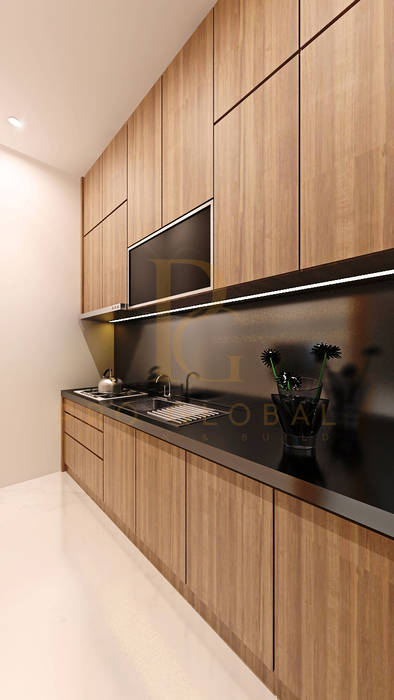 Kitchen Area homify Dapur Minimalis Kayu Wood effect kitchen,dapur,pantry,Cabinets & shelves