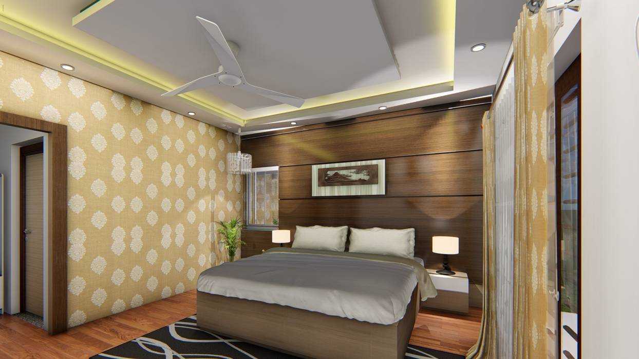 Master Bedroom Cfolios Design And Construction Solutions Pvt Ltd Asian style bedroom Plywood Beds & headboards