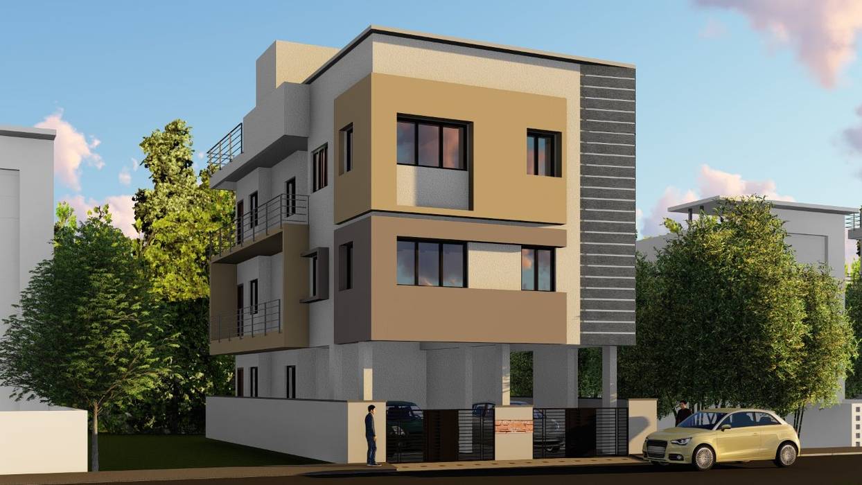 Building 3D Elevation Cfolios Design And Construction Solutions Pvt Ltd Multi-Family house