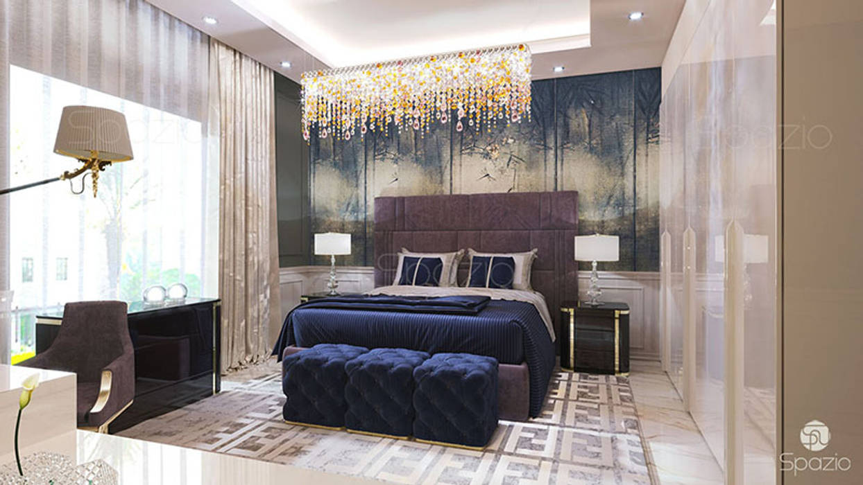 Bedroom interior designs for couple in luxury modern style, Spazio Interior Decoration LLC Spazio Interior Decoration LLC Cuartos de estilo ecléctico