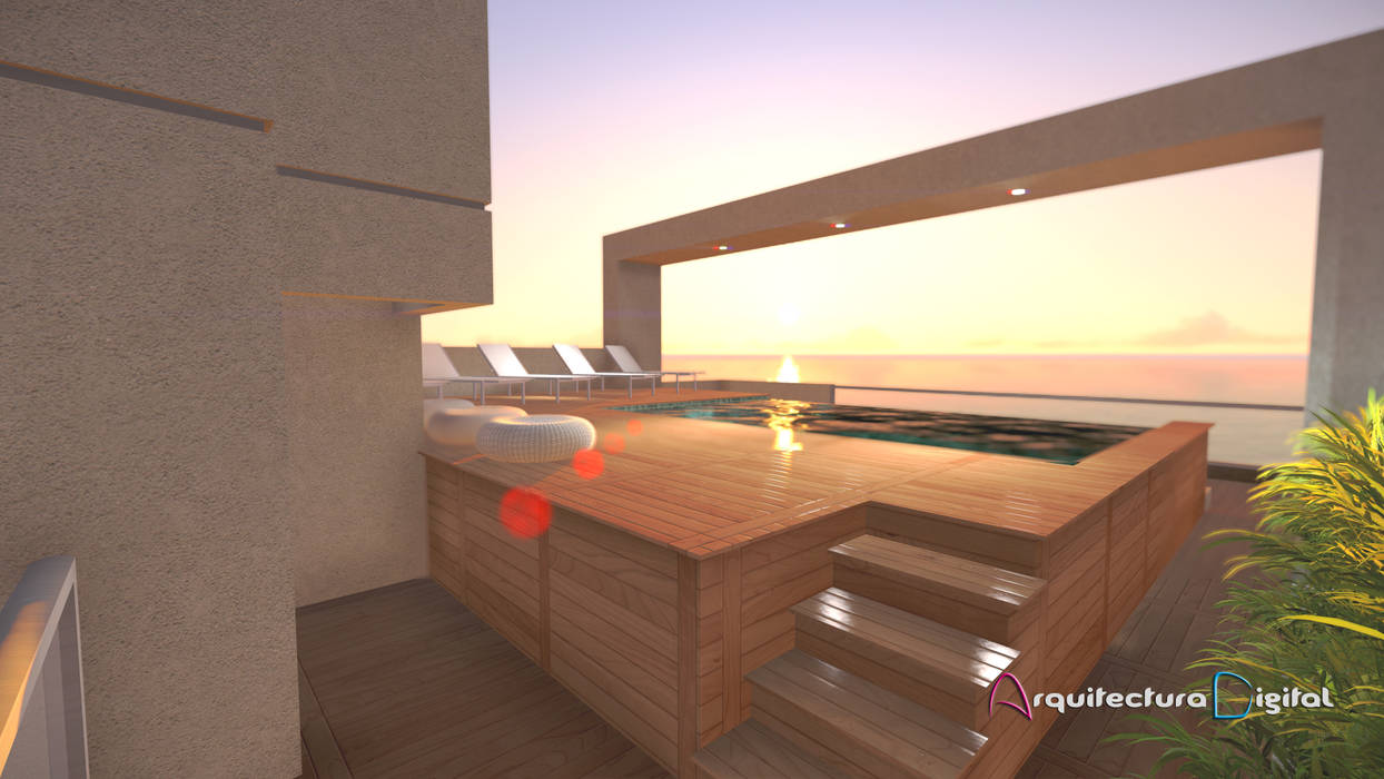 Vista Terraza Solarium Edificio DeSolaSol Arquitectura Digital Renderizados
