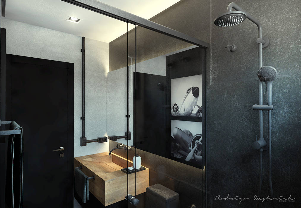 Banheiro Mezanino - Loft Residencial Rodrigo Westerich - Design de Interiores Banheiros industriais Concreto