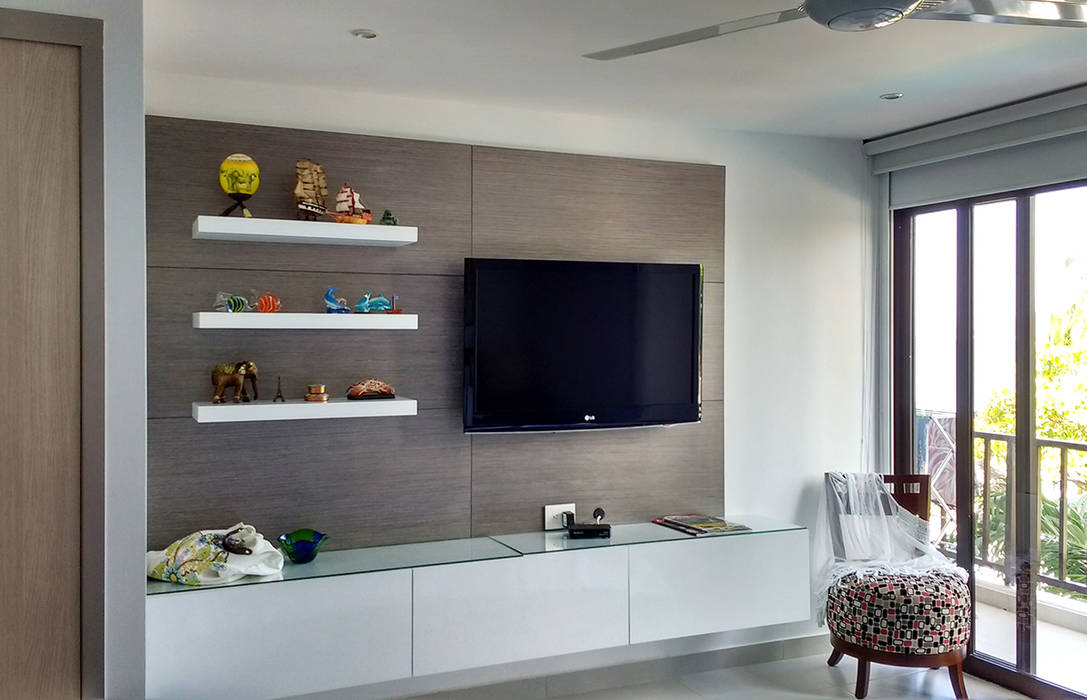 Mueble multimedia en la habitación habitaciones modernas de remodelar