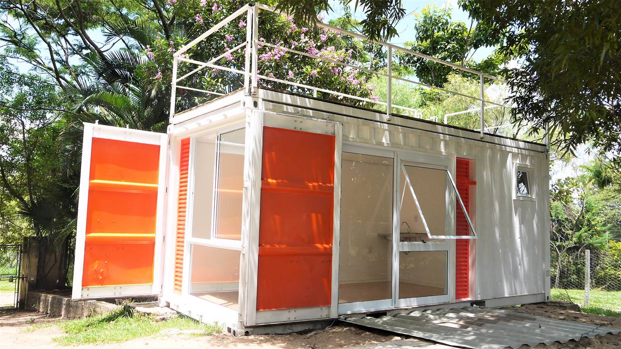 Fachada Principal homify container,casa container,fachada,cores vivas,deck,sustentabilidade,tiny house,architecture,arquitetura,conteiner